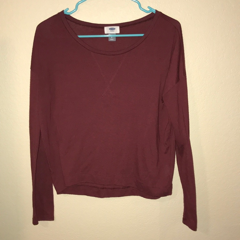 Old Navy burgundy long sleeve shirt; size small.